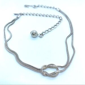 CELEBRITY N.Y. Silvertone Chain Love Knot Choker Necklace